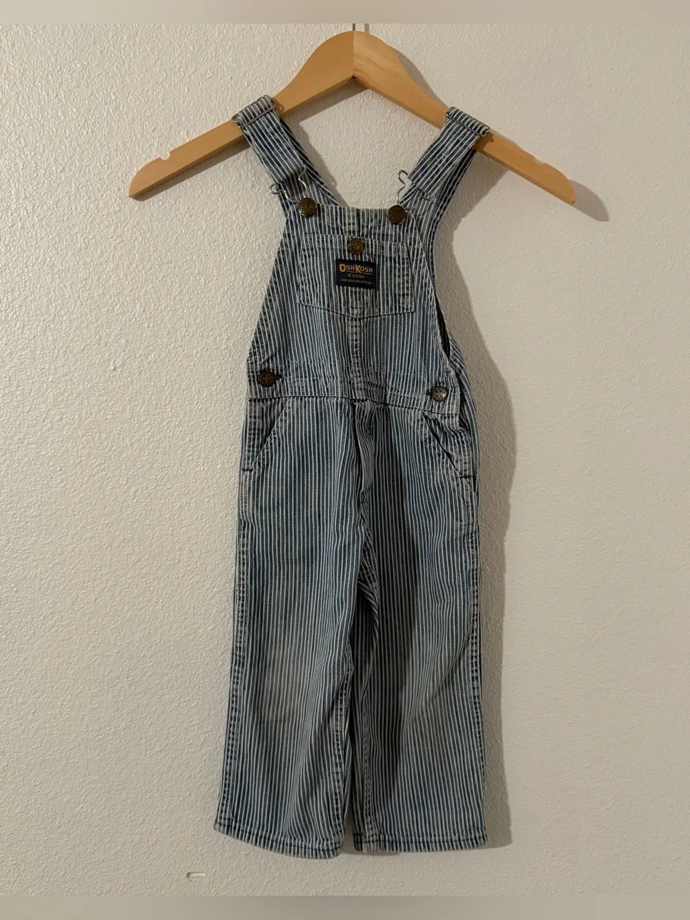 Vintage Oshkosh Overalls Striped Cotton Vestbak USA Boys Size 3T